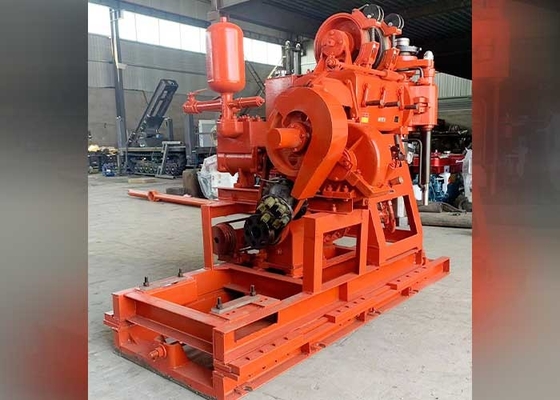 Orange Diesel Engine Water Borehole Drilling Rig With 15kn Max Lifting Capacity