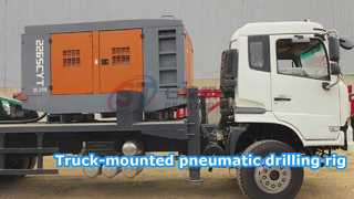 Gran plataforma de perforación neumática montada en un vehículo